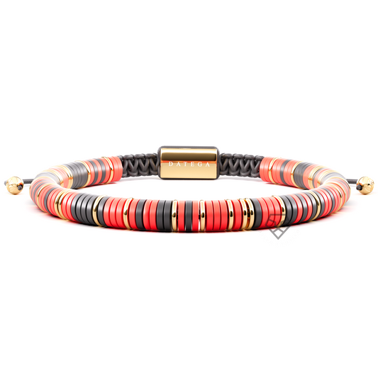 Havana Red, Black & Yellow Gold Bracelet