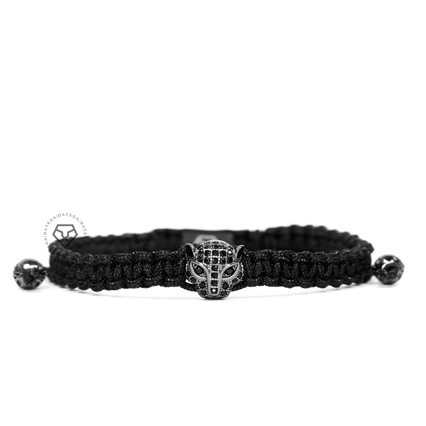 Cz Jaguar Rhodium Black Cz - Black Rope